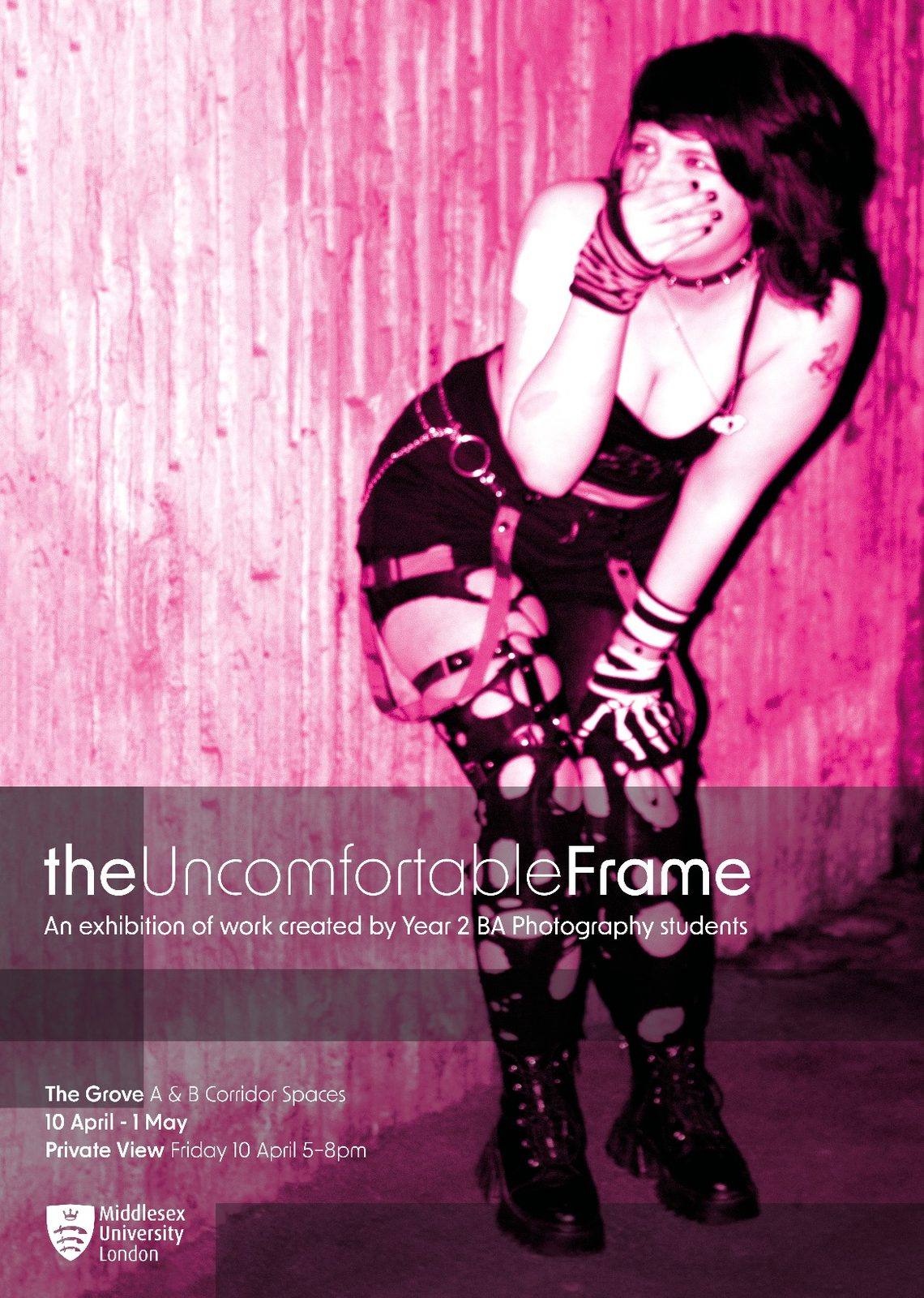 Poster for The Uncomfortable Frame, using one of Abbie's images